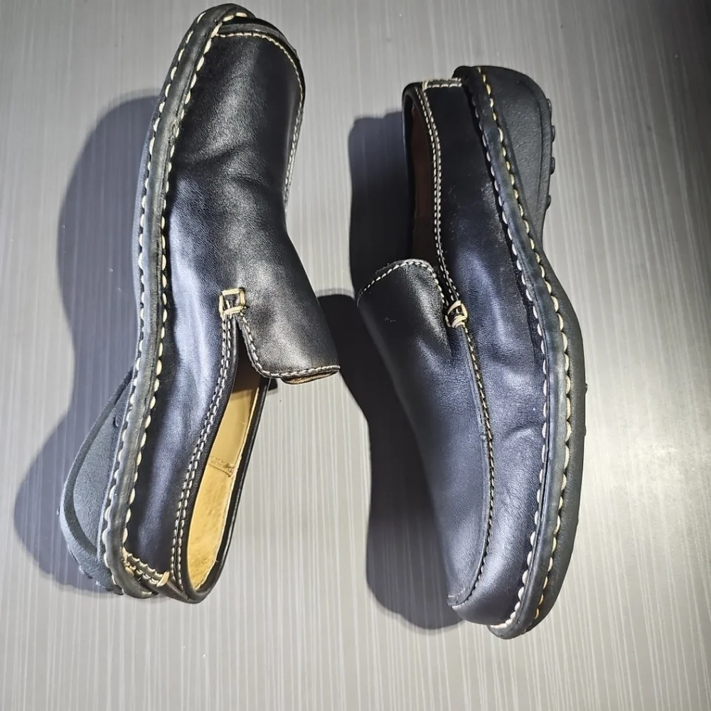 CHEROKEE Leather Upper Black Slip-On Moccasin‎ Driving Loafer Women’s 6 NWOT
